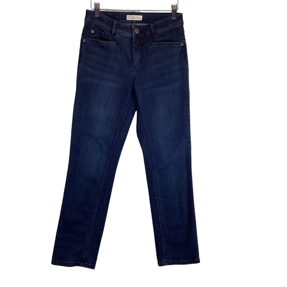 J. Jill Blue Denim Jeans Size 2 Smooth‎ Fit Straight Leg Stretch Mid-Rise